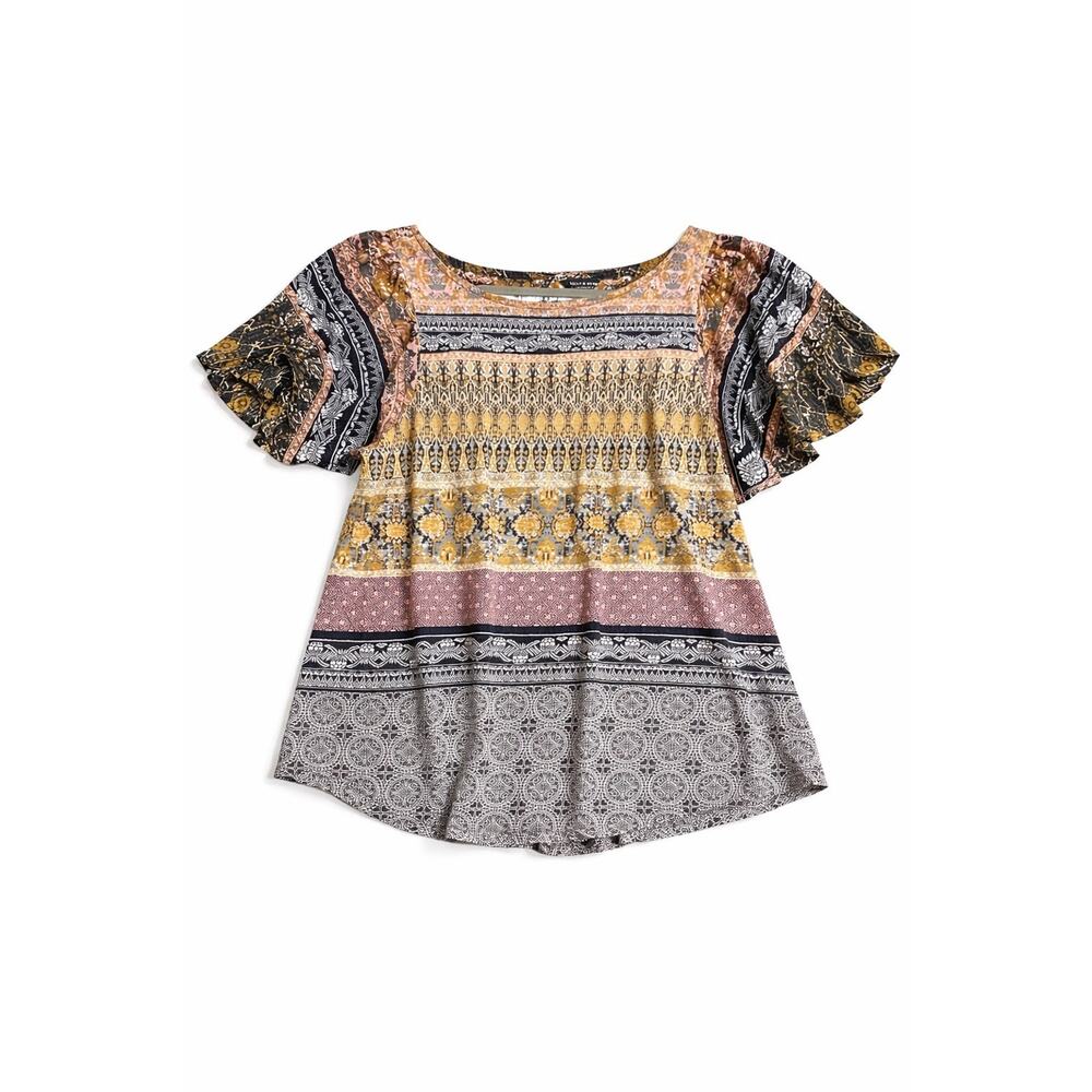 Lucky Brand Women’s Boho Patchwork Blouse – Size Medium